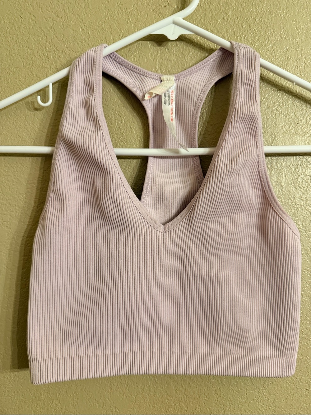 Free People Movement Ribbed V-Neck Racerback crop top in Light Lavender
